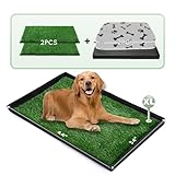 HQ4US 4LEGS Dog Grass Pad with Foldable Dog Litter Box,Extra Large Liner Base for Balcony,Ultra-Absorbent Artificial Grass Pads for Dogs Pee Pad Holder, Potty Training, 2 PCS Reusable Pee Pad