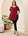JollieLovin Women Plus Size Short Sleeve Summer Long Tunic Tops Loose Fit T-Shirt to Wear with Leggings(3X,Wine Red)