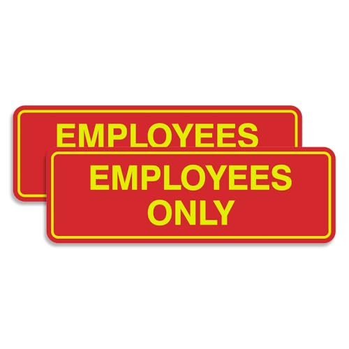 Standard EMPLOYEES ONLY Sign - Red/Yellow - Medium (2 Pack)