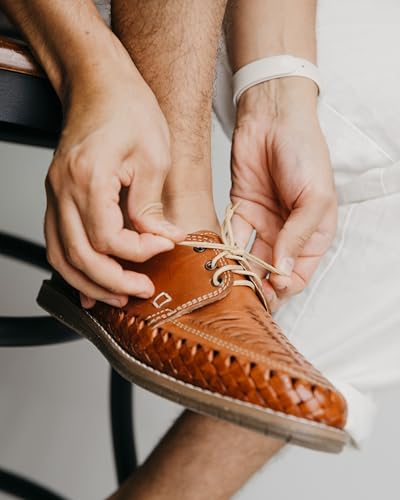 Mexico en la Piel Handmade Huaraches for Men - Modern Lace-Up Flats, Closed Toe Design, Shedron Leather, Synthetic Ranil Sole, Mexican Shoes, Sizes 7-12 US4