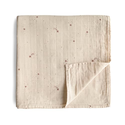 Image of mushie Muslin Baby Swaddle Blanket | 100% Organic Cotton (Falling Stars)