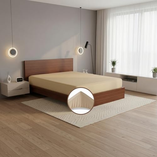 Image of 100% Waterproof Premium Cotton Feel Mattress Protector King Size 78x72 Inches | Breathable and Hypoallergenic Ultra Soft Fitted Bed Protector Cover (Beige)
