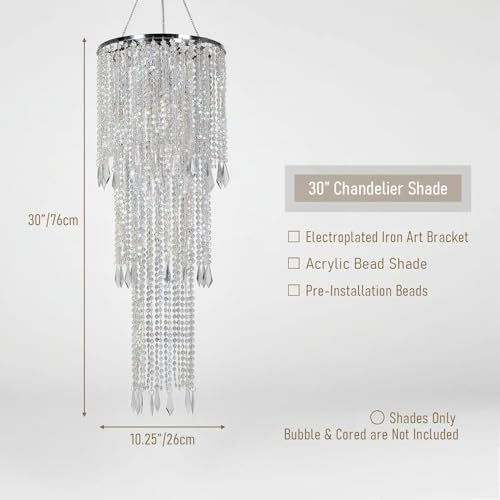 Sunli House 30" Tall Iridescent Hanging Beaded Chandelier 3 Tiers 10.25" Diameter for Wedding Fake Chandelier by Sunli House - Used condition - Image 2