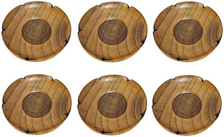 JapanBargain 4103, Wooden Tea Cup Saucers Coasters Japanese Zen Style Teacup Saucer, Pack of 6