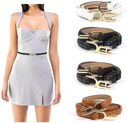 Ceinture Fine Élégante Réglable Femme en Cuir Vintage, Waist Belt