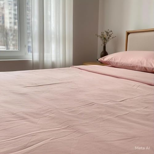 Image of Cotton Bedsheets for Single Bed, 60 x 90 inch, Pure Cotton, Breathable Fabric, Pink & Yellow (1, Pink-Single-Peice)