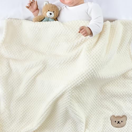 Image of CREVENT 30''X40'' Cute Cozy Fluffy Warm Baby Blanket for Girls Infants Toddlers' Bedding Crib Cot Stroller, Baby Shower Birthday Newborn's Gift Pink- Bear