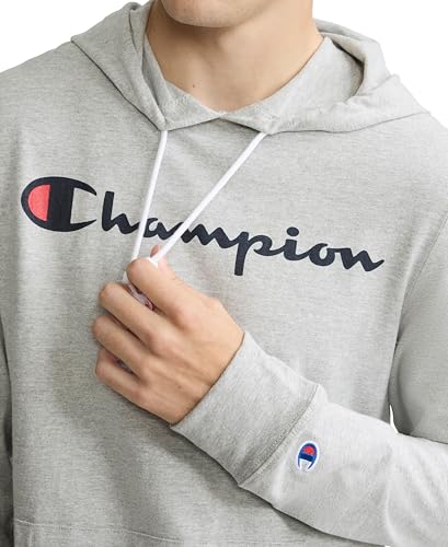Champion Men's Pullover Jersey T-Shirt Hoodie, Standard Fit, Midweight, Script Logo, Oxford Gray Heather - Classic Script Logo, XX-Large - image 4