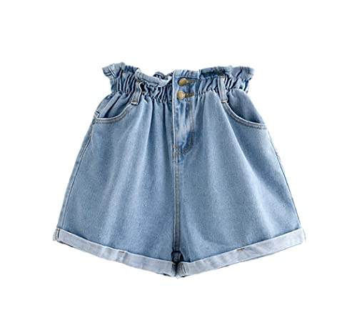Jean court pour femme Haitpant en blanc élastique à taille haute taille L