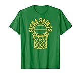 Siena College Distressed Vintage 80s Basketball Net Graphic T-Shirt, Men, Kelly Green, X-Large