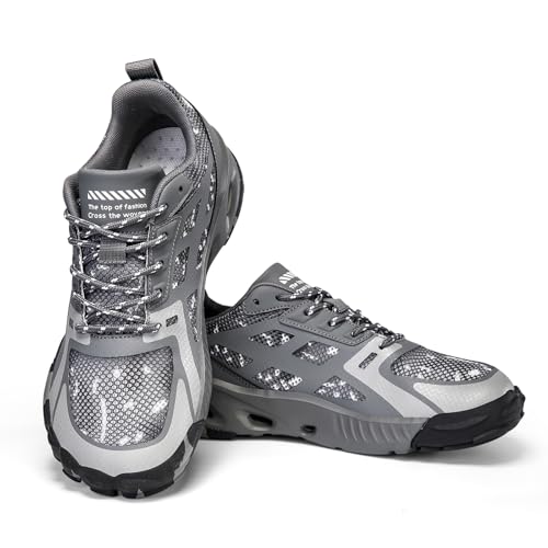 Wide Head Off-Road Wading mesh Quick-Drying Hiking Shoes, Suitable for Outdoor Sports and Daily Commuting (Grey, Adult, Men, 7.5, Numeric, US Footwear Size System, Wide)