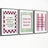 Broadway - Juego de 3 pósteres de película y televisión con citas en lienzo, para decoración de pared, para el hogar, dormitorio, bar, carrito, decoración de pared, 16 x 24 pulgadas, marco negro