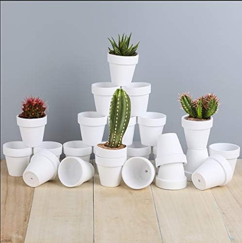 24pcs Small Mini Clay Pots, 2.5'' Terracotta Pot Clay Ceramic Pottery Planter, Cactus Flower Terra Cotta Pots, Succulents Nursery Pots, with Drainage Hole, for Indoor/Outdoor Plants, Crafts,Wedding