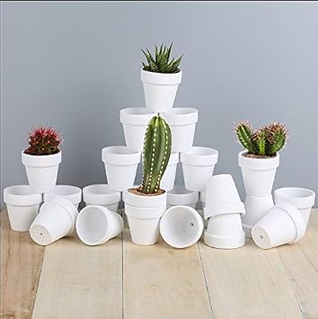 FCFKUK 24pcs Small Mini Clay Pots, 2.5 Terracotta Pot Clay Ceramic Pottery Planter, Cactus Flower Terra Cotta Pots, Succulents Nursery Pots, with Drainage Hole, for Indoor/Outdoor