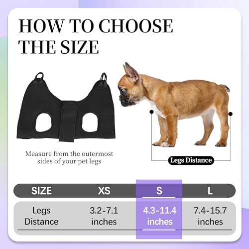 PatiencET Dog Grooming Hammock for Small Dogs Pet Hammock for Nail Trimming Dog Sling for Nail Clipping Dog Hanging Harness (Black S) - Thumbnail 3