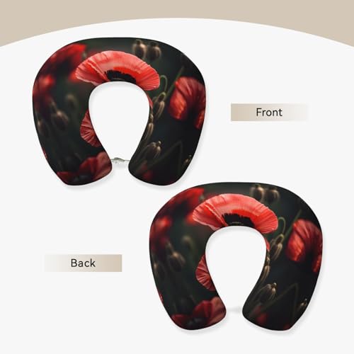 Almohada de viaje con diseño de flor de amapola roja miniatura 3