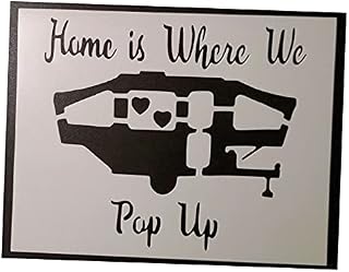 Home is Where We Pop Up Camper Trailer 8.5" x 11" Custom Stencil Reusable Custom Cut Stencil Sheet Template Cutout Sign DIY Supplies for Airbrush Painting Drawing