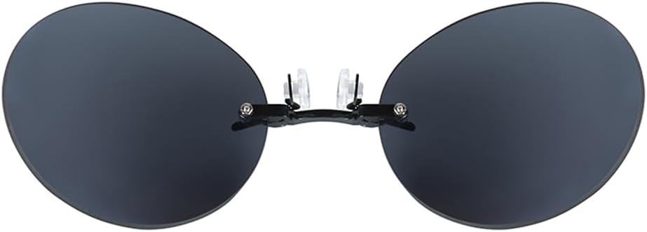 PLOPLO XL Big Retro Round Clip On Nose glasses Matrix Morpheus Movie rimless sunglasses men Women