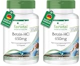 fairvital Betaina HCl 650 mg, 120 capsule, capsule di betaina cloridrato, con pepsina, ALTO DOSAGGIO, VEGANO (Confezione da 2)