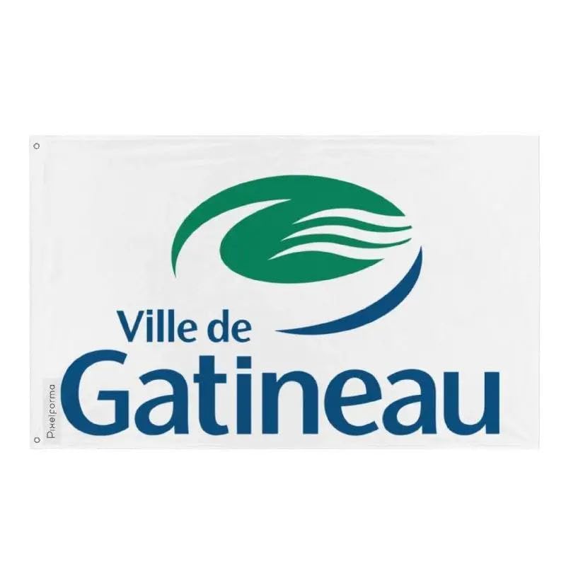Drapeau Gatineau en polyester résistant avec bande blanche et 2 œillets par Pixelforma