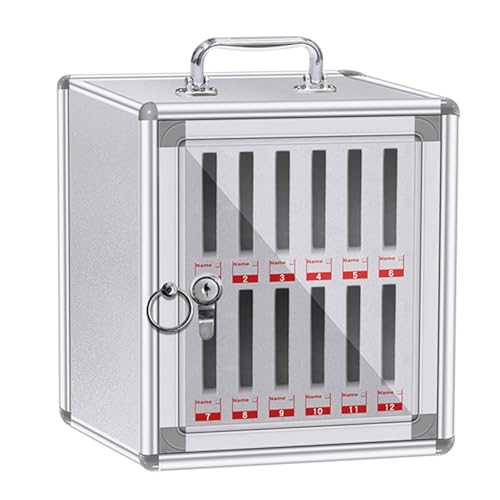 SBCWH Aluminum Alloy Cell Phone Lock Box, Safe Storage Cabinet with Lock, Cellphone Locker for Classroom Office School Employees, Freestanding/Wall-Mounted(22x20x26cm)
