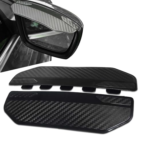 Lxsloet 2PCS Universal Snap-On Side Mirror Rain Guards, Side Window Wind Deflectors & Visors, Car Mirror Rain Visor Eyebrow Cover, Carbon Fiber Side Mirror Rainproof Eyebrow Fit for Car Truck SUV