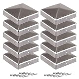 10 Stück verzinkte Stahl Pfostenkappen 9x9 cm, Pyramidenform – wetterfest, UV-beständig, Regen-Schutz – inkl. Schrauben – Abdeckkappe für Holzpfosten & Zaun – ideal für Garten, Carport, Terrasse