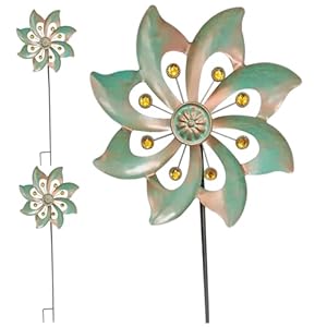 2 stks metalen windspinners Outdoor 37H x 9.4W Wind Sculptures & Spinners Waterdichte windspinner met metalen paal Green Metal Wind Sculptures Metal Wind Spinners Outdoor