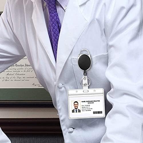 VIKSAUN 8 Pcs Lanyards for Neck, Retractable Lanyard, Plastic Badge Holders, Lanyard with Card Holder, Clear Badge ID Card Holders, Waterproof Transparent Card Protector Office School Accessories