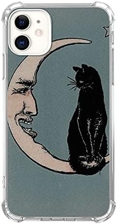 Hippie Black Cat and Moon Case for iPhone 11, Cute Cool Case for Girls Women Men, Unique Trendy TPU Bumper Cover Case for iPhone 11