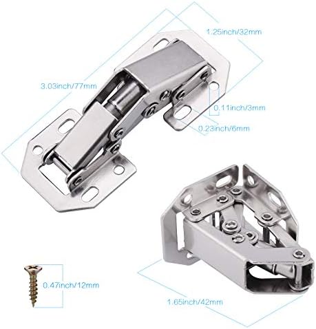 JIZZU 10Pcs Cabinet Hinges with Screws, Soft Close Hinges for Kitchen Cupboard Doors, 90 Degree Hinge for Kitchen Cabinet, Wardrobe Door, Bathroom Cabinet Hinges