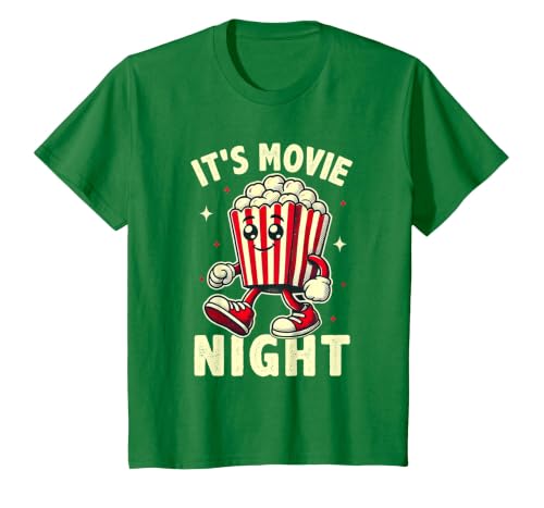 It's Movie Night Retro Family Movie Night T-Shirt, Youth, Kelly Green, Medium