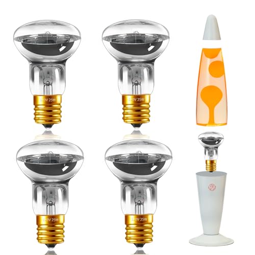 Lava Lamp Bulbs 25 Watt, R39 E17 Reflector Type Lava Lamp Light Bulb, 120V Replacement Light Bulbs for Lava Lamps and Glitter Lamps, Dimmable, 2700K Warm White, 4 Pack