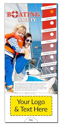 ZOCO – Boating Safety Slide Charts – Pack of 250 – Custom Logo & Text – Water Safety Handout for Marinas, Camps & Cruise Lines – 3.75 x 8.5 Inches