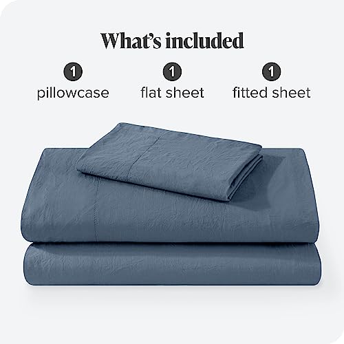 Bare Home Sandwashed Twin Xl Sheet Set - College Dorm Size - Premium 1800 Ultra-Soft Microfiber Sheets Twin Extra Long - Double Brushed - Hypoallergenic - Stain Resistant (Twin Xl, Sandwashed Blue Sea) #TOP7