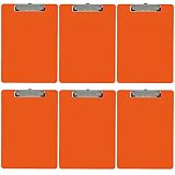 Trade Quest Plastic Clipboard Opaque Color Letter Size Low Profile Clip (Pack of 6) (Orange)