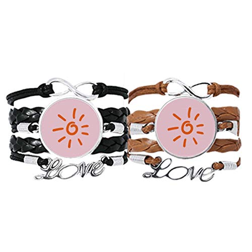 Bracelet amour soleil orange en cuir cordon pour couple uni