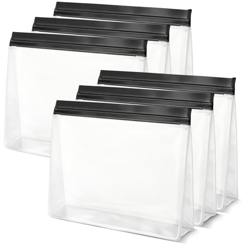 6 Pcs Clear Leak Proof Freezer Bag Reusable Ice Storage Bags 10 x 7.3 inch Ice Cube Bags, Durable Cube Storage Bag Freezer Holder Container with Secure Zip Seal Close Design for Travel Food Cocktails