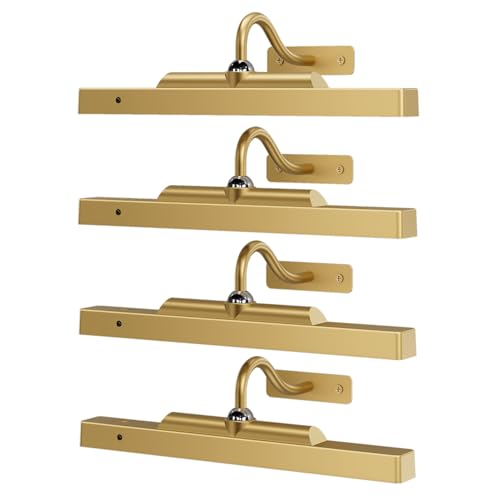 4 Pack Art Light Set, 12" Wireless Battery Picture Lighting, Remote Control Timer 3 Color Temps for Bedroom,Hallway, Museum (Antique Gold) Antique Gol