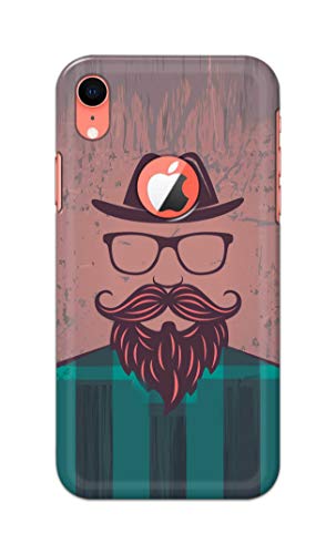 Image of PRINTFIDAA Man Icon with Beard Shirt Hipster Printed Designer Hard Case for Apple iPhone XR Logo (6.1 inch), A2105, A1984, A2107, A2108 Back Cover -(e) RPM1001