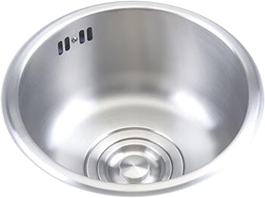 Round Sink Small Size Bar Counter Multi-Function Sink Silver Round Stainless Steel Single Sink (Colour: Silver, Size: 303014 cm) (Silver 35.3 x 35.3 x 15 cm)