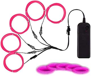 EL Wire Pink, Noise Reduction Neon Lights Wire 5 in 1 Meter, Electroluminescent Wire for Halloween, Christmas Party, DIY Decoration (Pink)