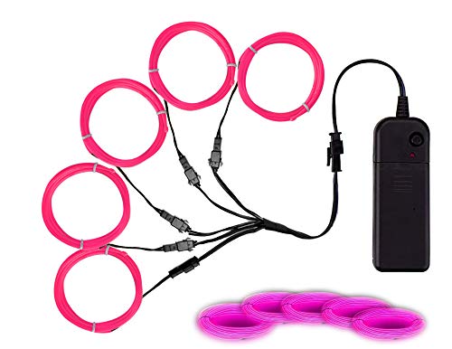 Image of MaxLax Pink EL Wire, Noise Reduction Neon Lights Wire 5 in 1Meter, Electroluminescent Wire for Halloween, Christmas Party, DIY Decoration