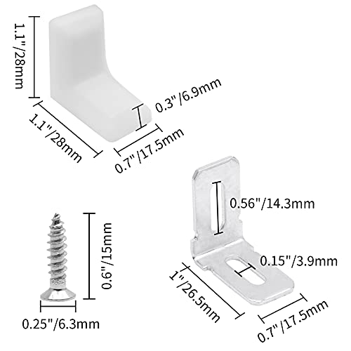 Zorveiio 1” White Plastic Right Angle Bracket L Brackets, Metal 90 Degree Corner Brace Corner Support For Wood Shelf Chair Cabinet Box (20 Pcs) #TOP2