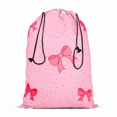Image of ArtzFolio Pink Bows | Reusable Sack Bag | Bag for Gym, Storage, Vegetable & Travel