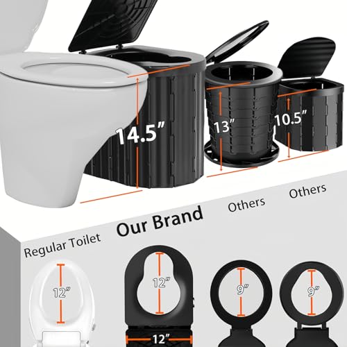 UOPBYEA Portable Camping Toilet for Adults With Urine Gel & Leak-Proof Bags and Wider Seat, Washable Portable Potty for Camping, Tent, Outdoor, Travel, RV, Car, Beach, Truck Driver, Boat