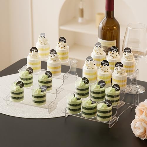 beehomay Display Risers, 4 Tier Perfume Organizer Stand，Clear Cupcake Stand Holder，Display Risers for Figures,Cake Shelves Retail (6.5inch-2 pack)
