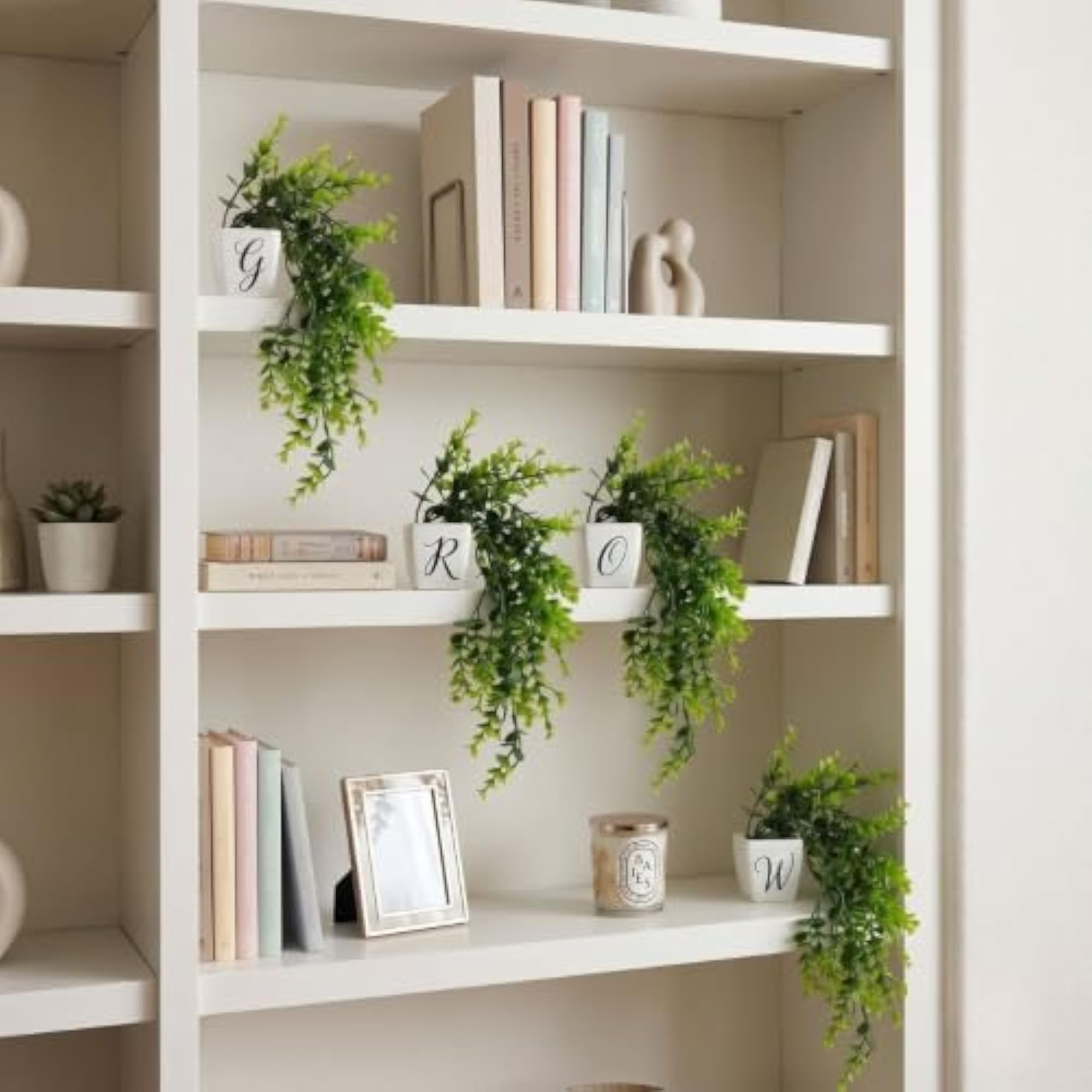 Premium Artificial Eucalyptus Trailing Plant with Decorative Pots, Set of 4