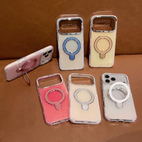 Coque iPhone 13 Pro Max support magnétique antichoc avec pied diamant pour téléphone Apple or