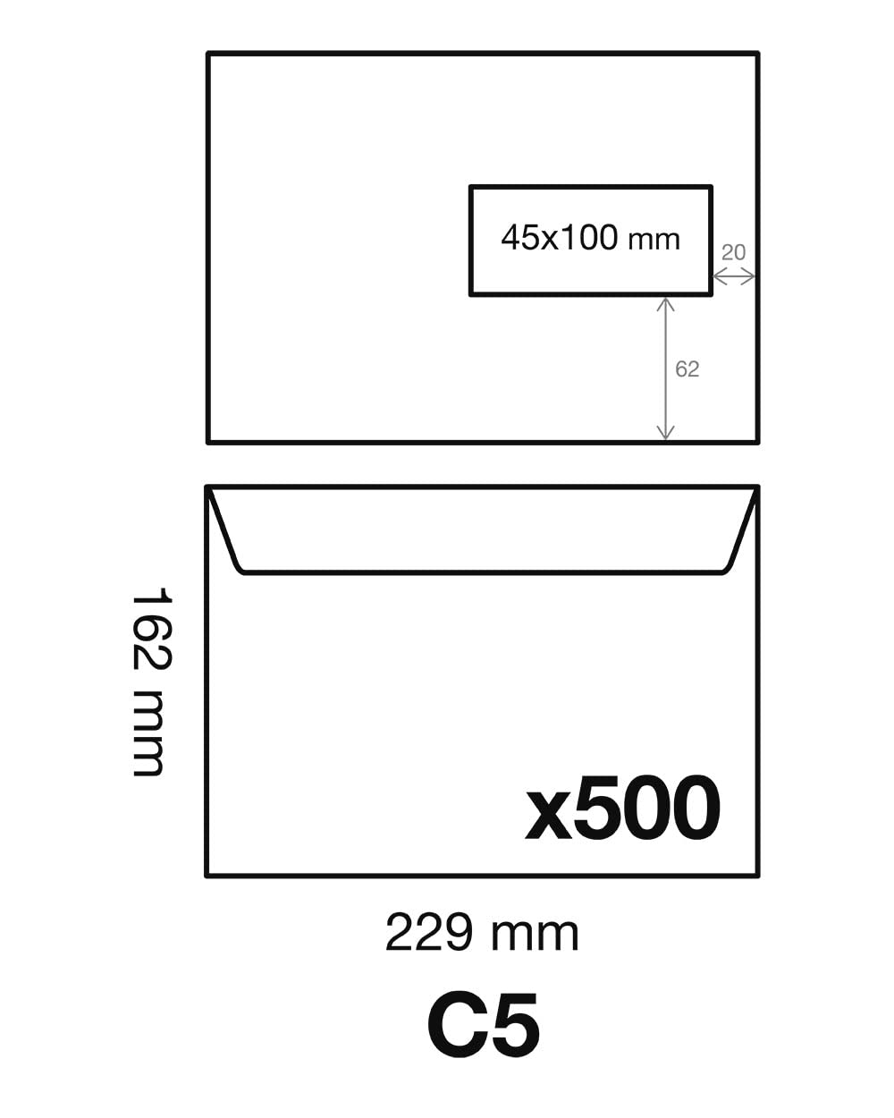 Calligraphe 699C Boîte 500 Enveloppes C5-162x229mm - auto-adh. - 80g/m²